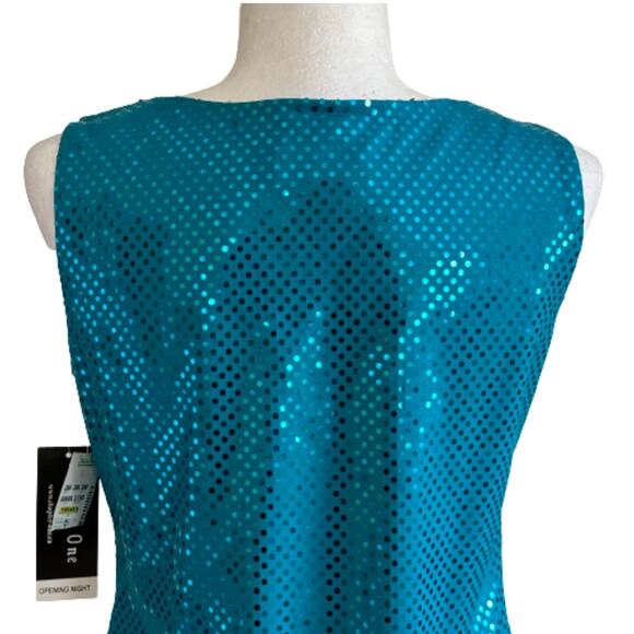 Chapter One Tank Top Blue Sequins Sparkle Knit Dressy Party Top Small NEW - Picture 6 of 11